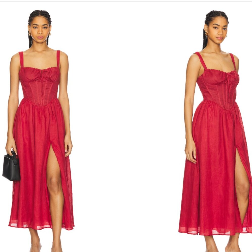 Red Bardot Esra Midi Dress Size 8